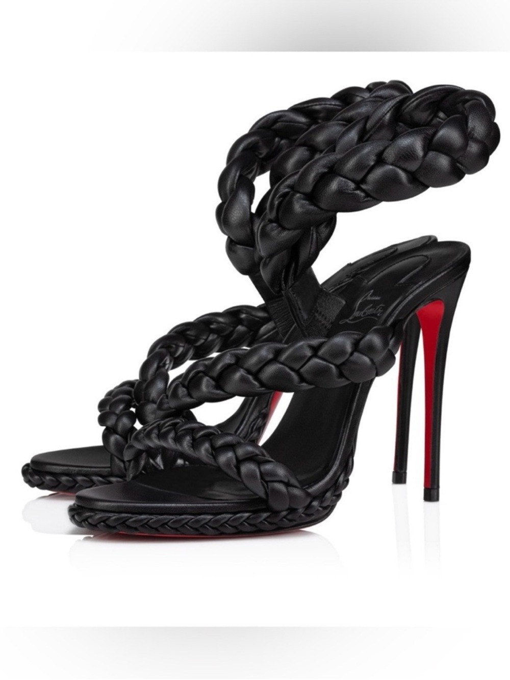 Christian Louboutin Fatima 120
Black Braided Leather heels
RETAIL 1,595